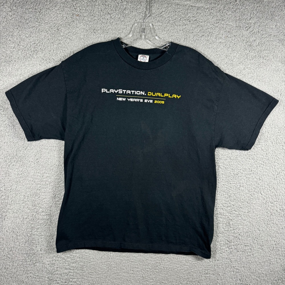 Vintage PlayStation DualPlay 2005 Tiesto Paul van Dyk Promo T-Shirt Mens L Black
